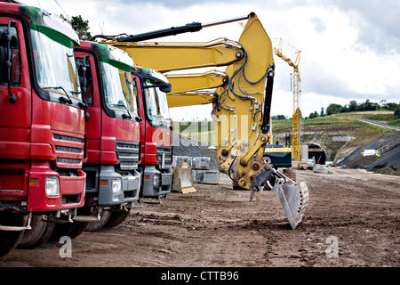 Baumaschinen Neu Autobahn in Deutschland Stockfoto