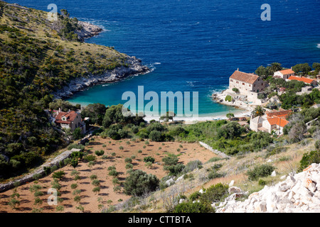 Hvar Kroatien Bucht Dubovica. Stockfoto