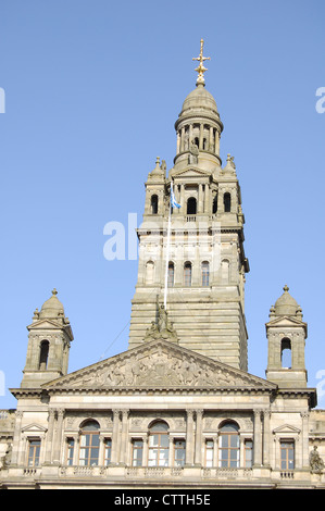 Turm an der City Chambers Gebäude in Glasgow, Scoltand Stockfoto