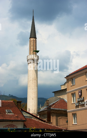 Gazi Husrev-Begova Moschee Sarajevo Bosnien und Herzegowina. Minarett Stockfoto