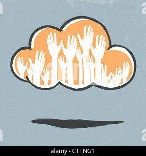 Cloud-Hände. Handgezeichnete Abbildung Stockfoto