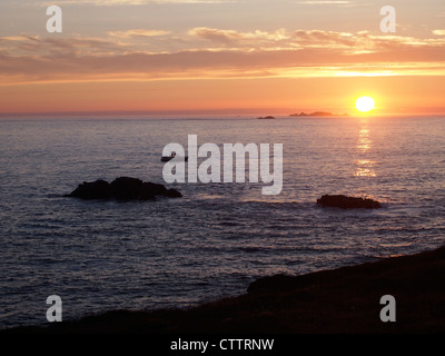 Sonnenuntergang von Woolpack Punkt, Str. Marys Scilly-Inseln Stockfoto