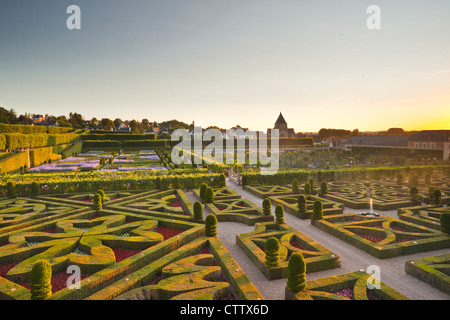 Die wunderschönen Gärten des Schlosses Villandry in französischen Loire-Tal. Stockfoto