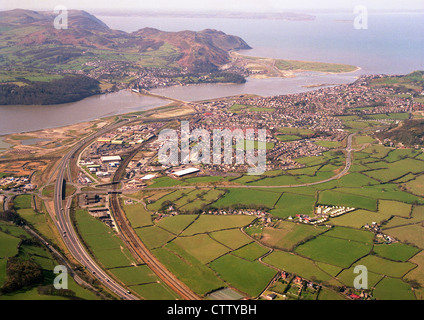 Luftaufnahme von Llandudno Junction und Conwy Conway, North Wales, UK Stockfoto