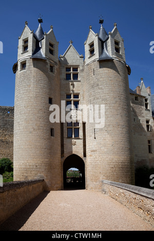Der Eingang zum Chateau de Montreuil-Bellay Loire-Frankreich Stockfoto