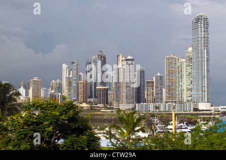 Gesamtansicht der Wolkenkratzer / Skyline, Panama City, Panama Stockfoto