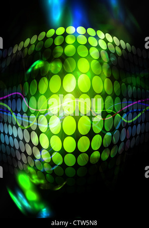 Zusammenfassung Hintergrund mit leuchtenden grünen Kreise und farbige Akzente. Stockfoto