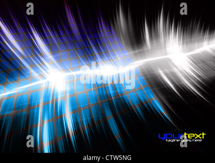 Eine Wellenform blau und lila farbige Grafik-Equalizer mit Beispieltext im Bereich Kopie. Stockfoto