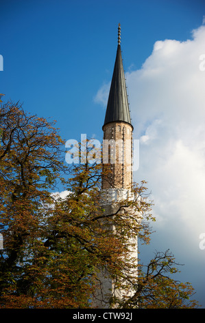 Gazi Husrev-Begova Moschee Sarajevo Bosnien und Herzegowina. Minarett Stockfoto