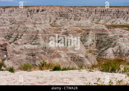 Canyons im Badlands National Park in South Dakota. Stockfoto
