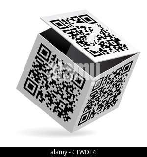 Illustration des QR-Codes auf offenen White Box Stockfoto
