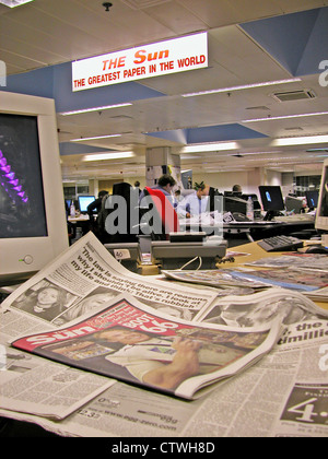 Die Sonne Zeitung redaktionelle Stock - Nachrichtenredaktion-Newsroom Stockfoto