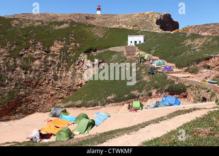 Campingplatz am die Berlengas Inseln im Atlantischen Ozean, aus Portugal. Stockfoto