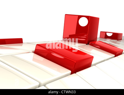 Roten und weißen abstrakten Hintergrund auf weißem Hintergrund Stockfoto