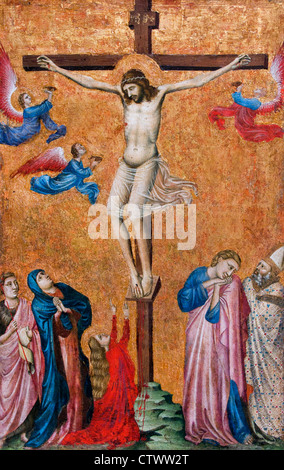 Kreuz, Kreuzigung, Kreuzigung, Gekreuzigt, Kalvarienberg, Golgatha, Berg, Mittelalter Renaissance Heiliger Kreuz Christus Stockfoto