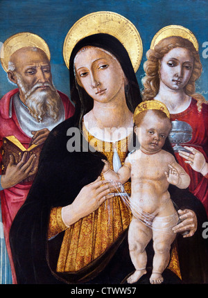 Madonna mit Kind und Heiligen Hieronymus und Mary Magdalen von Matteo di Giovanni di Bartolo 1430 – 1497 Italien Italienisch Stockfoto