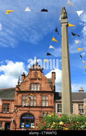 Scottish Borders Stadt Melrose an einem sonnigen Sommertag - Marktplatz Stockfoto