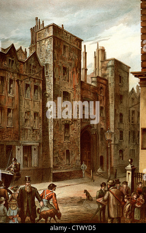 Vintage Bild des alten London. Tudor-Gateway, Gasthaus Lincolns, Chancery Lane. Stockfoto