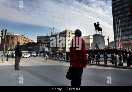 Moment der Stille in Tag der Republik, Mustafa Kemal Atatürk Ankara Türkei Stockfoto