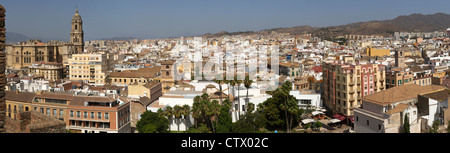 Panoramablick über die Altstadt von Malaga Spanien Stockfoto