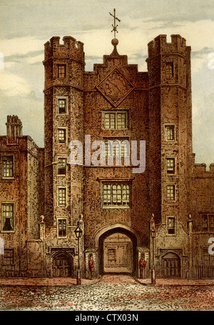 Vintage Bild des alten London. Gateway, Saint James' Palace. Nach Waldo Sergeant Stockfoto