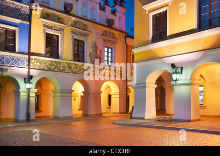 Zamosc, historische Häuser auf dem alten Markt, Unesco, Polen, Europa Stockfoto