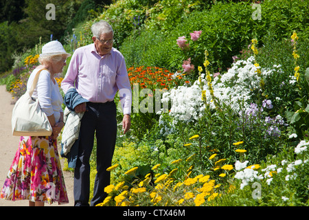 Waterperry Gärten - Inspektion die herrlichen Blumenbeeten im Hochsommer 2 Stockfoto