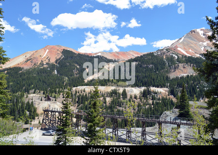 Red Mountain auf den Million Dollar Highway zwischen Ouray und Silverton in Colorado Stockfoto