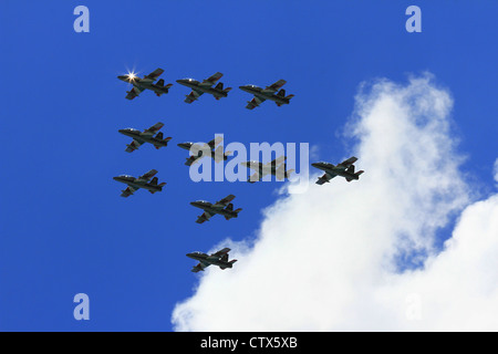 Luftwaffe Anzeige Mannschaft, Frecce Tricolori, wird eine Anzeige über die Airshow zum ersten Mal seit 2004 dabei. Stockfoto