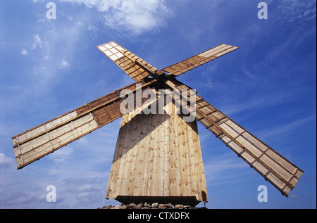 Windmühle in Angla Freilichtmuseum, Insel Saaremaa, Estland Stockfoto