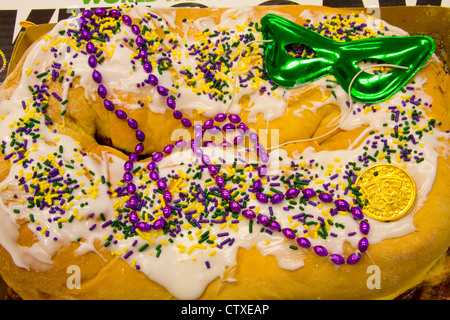 König Cake, Fasching/Karneval, Louisiana, USA Stockfoto