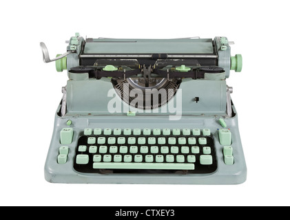 Vintage grün 1960er Jahre Vintage Schreibmaschine mit Beschneidungspfad isoliert. Stockfoto