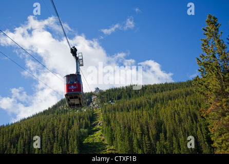 Jasper-Nationalpark, Straßenbahn auf die Schiene der Berge Stockfoto