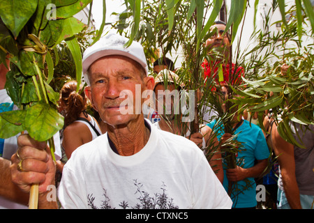 Fotos von der Bajada De La Rama Festival in Agaete und Puerto de las Nieves auf Gran Canaria. Stockfoto