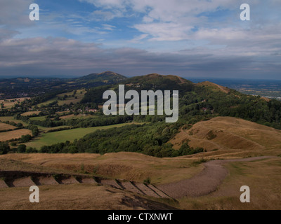 Die Malvern Hills vom britischen Lager, Herefordshire, UK Stockfoto