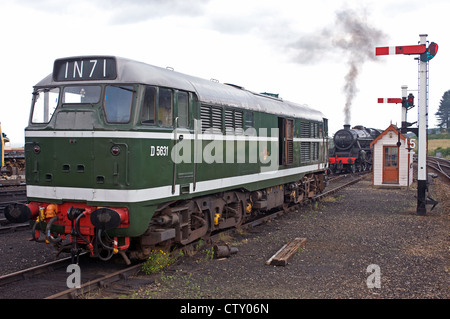 Jahrgang Klasse 31 (D 5631) Diesellok, Weybourne, Norfolk, Großbritannien. Stockfoto