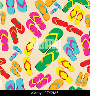 Bunte Flip-Flops Sommer Musterdesign Hintergrund. Vektor-Datei geschichtet für einfache Handhabung und individuelle Farbgebung. Stockfoto