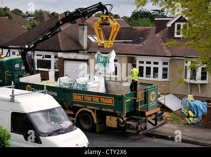 Travis Perkins LKW liefern Baustoffe Stockfoto