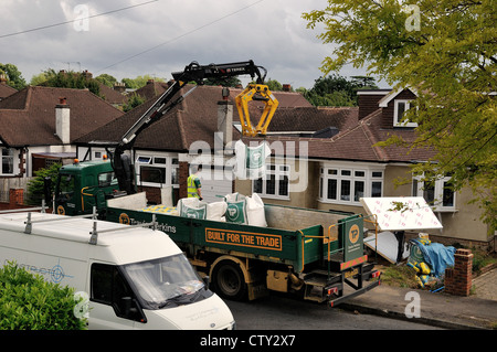 Travis Perkins LKW liefern Baustoffe Stockfoto