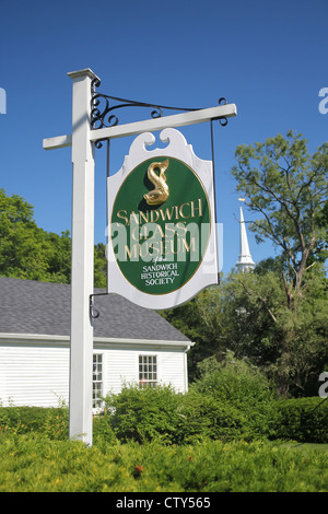 Melden Sie für das Sandwich Glass Museum in der Stadt Sandwich, Cape Cod, Massachusetts Stockfoto