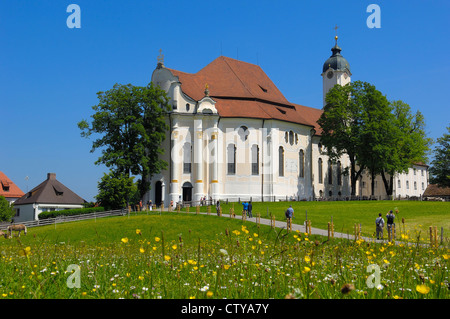 Wieskirche, Wies Kirche, Wies, in der Nähe von Steingaden, Oberbayern, UNESCO-Weltkulturerbe, romantische Straße, Romantische Strasse, Stockfoto