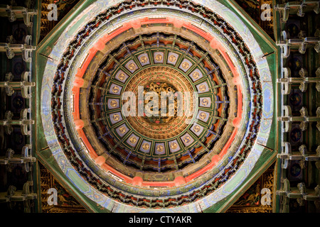 Dekorative Decke /roof von Qian Qui Ting (Tausend Jahr Pavillon; Ming-Dynastie) Palastmuseum Peking die Verbotene Stadt-Beijing-China Stockfoto