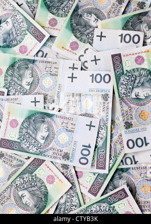 Viele Banknoten hundert polnischer zloty Stockfoto
