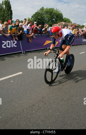 Sir Bradley Wiggins, Herren Zeitfahren, Olympiade 2012 in London. Foto von Kim Craig. Stockfoto