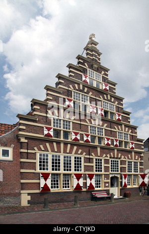 Leiden.The Stadt Timber Wharf (Stadstimmerwerf), erbaut im Jahre 1612, ein Depot für Holz, bauen Häuser in dem frühen 17. Jahrhundert. Stockfoto