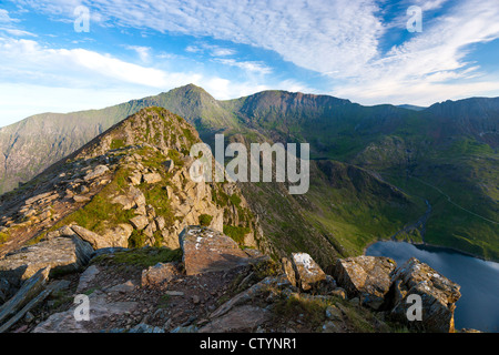 Snowdon und Y Lliwedd, Snowdon Horseshoe, Snowdonia-Nationalpark, Gwynedd, Wales, England, Europa Stockfoto