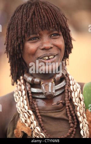 Indianerin im Omo-Tal, Süd-Äthiopien, Afrika Stockfoto