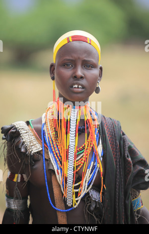 Tribal Mädchen, Omo-Tal in Äthiopien, Afrika Stockfoto