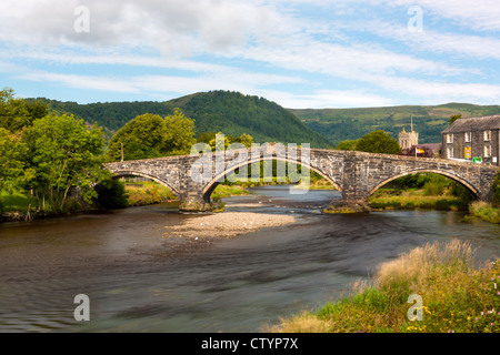 17. Jahrhundert Steinbrücke über den Fluss Conwy bei Romanum, wurde die Brücke im Jahre 1636, angeblich von Inigo Jones gebaut Stockfoto