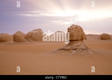 Die Kalkfelsen Bildung in die Weiße Wüste, Ägypten Stockfoto